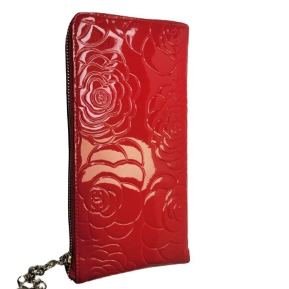 Red Rectangular Rose Motif Clutch Wallet NWOT - Picture 3 of 10